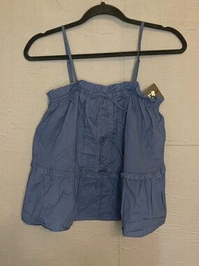 Art Class Girls XL 14 Blue Tiered Cami Tank Top Ruffle Lace Front NWT